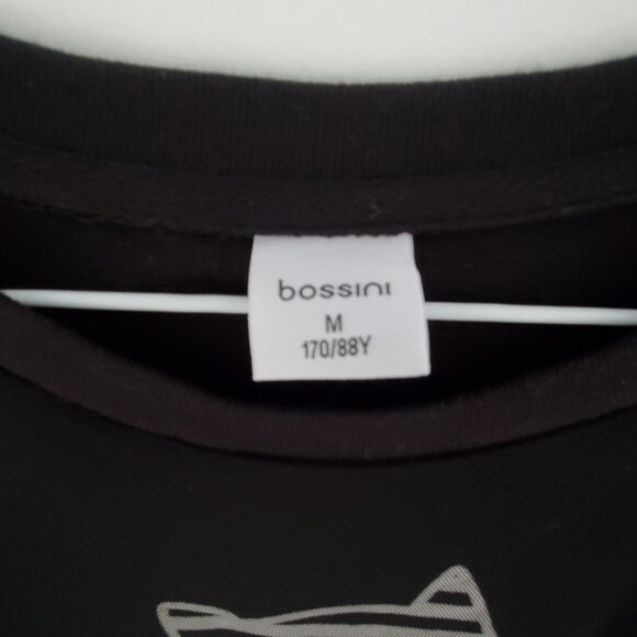 BOSSINI Women's Whimsigoth Black Mesh Overlay T Shirt Cute Chubby Cat Graphic M - Picture 3 of 8